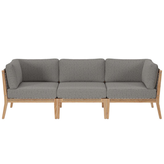 Modway - Clearwater Outdoor Patio Teak Wood Sofa by Modway  Outdoor Furniture Sofa Sectionals Gray - EEI-6120-GRY-GPH