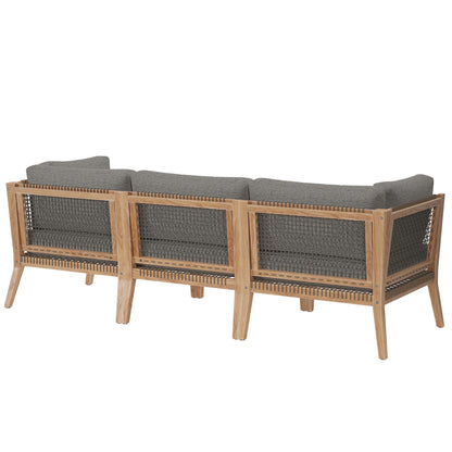 Modway - Clearwater Outdoor Patio Teak Wood Sofa by Modway  Outdoor Furniture Sofa Sectionals Gray - EEI-6120-GRY-GPH