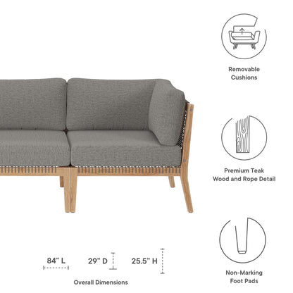 Modway - Clearwater Outdoor Patio Teak Wood Sofa by Modway  Outdoor Furniture Sofa Sectionals Gray - EEI-6120-GRY-GPH