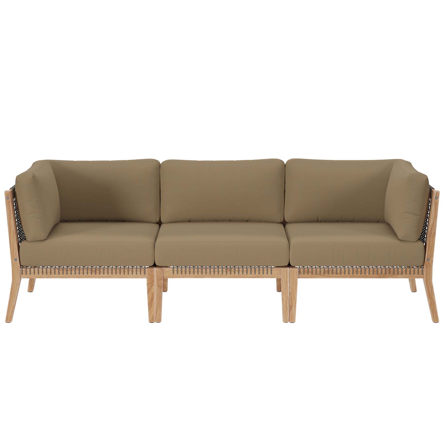 Modway - Clearwater Outdoor Patio Teak Wood Sofa by Modway  Outdoor Furniture Sofa Sectionals Brown - EEI-6120-GRY-LBR
