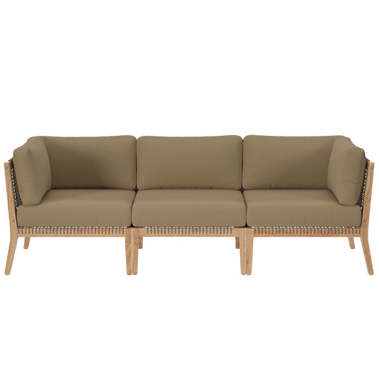 Modway - Clearwater Outdoor Patio Teak Wood Sofa by Modway  Outdoor Furniture Sofa Sectionals Brown - EEI-6120-GRY-LBR