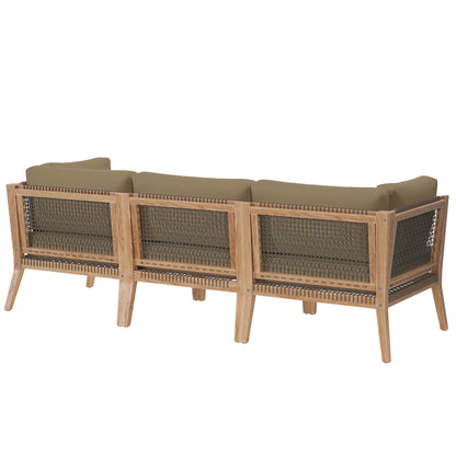 Modway - Clearwater Outdoor Patio Teak Wood Sofa by Modway  Outdoor Furniture Sofa Sectionals Brown - EEI-6120-GRY-LBR