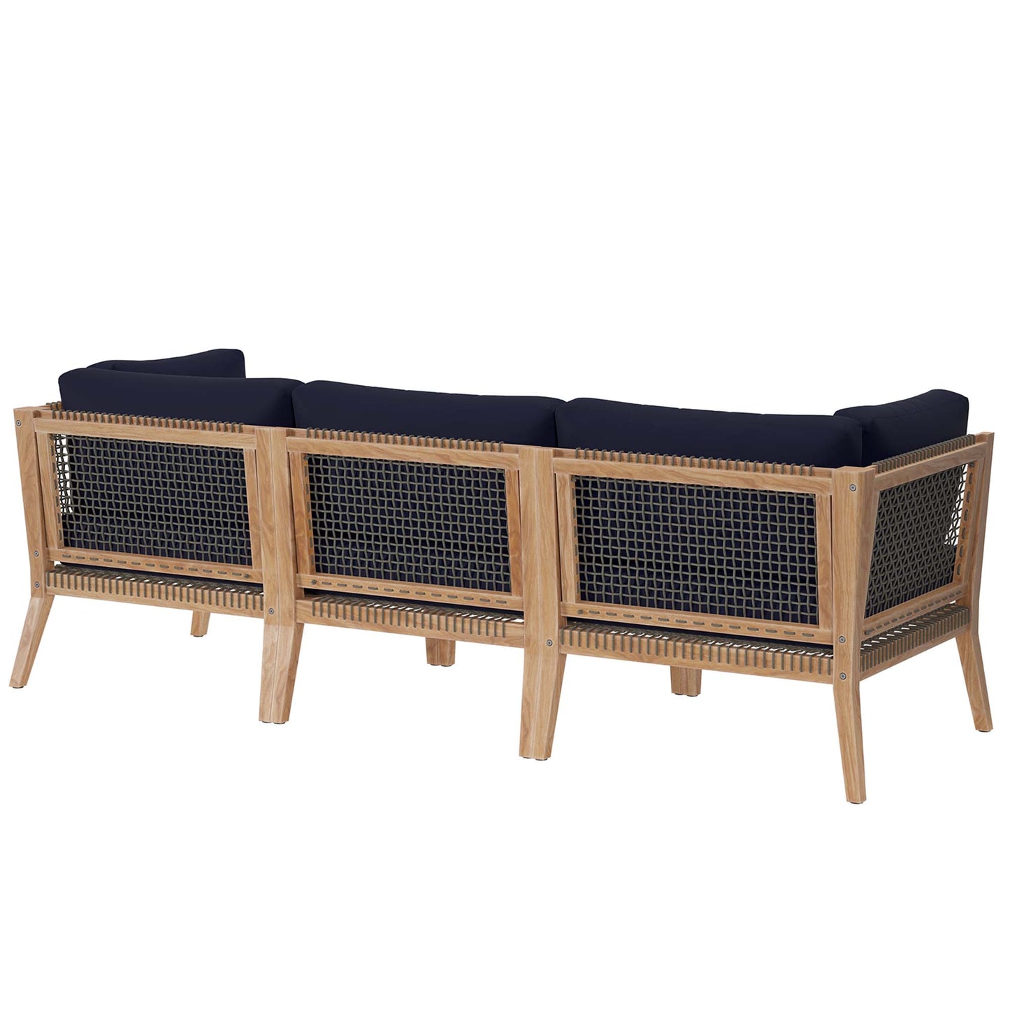 Modway - Clearwater Outdoor Patio Teak Wood Sofa by Modway  Outdoor Furniture Sofa Sectionals Blue - EEI-6120-GRY-NAV