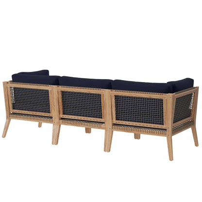Modway - Clearwater Outdoor Patio Teak Wood Sofa by Modway  Outdoor Furniture Sofa Sectionals Blue - EEI-6120-GRY-NAV