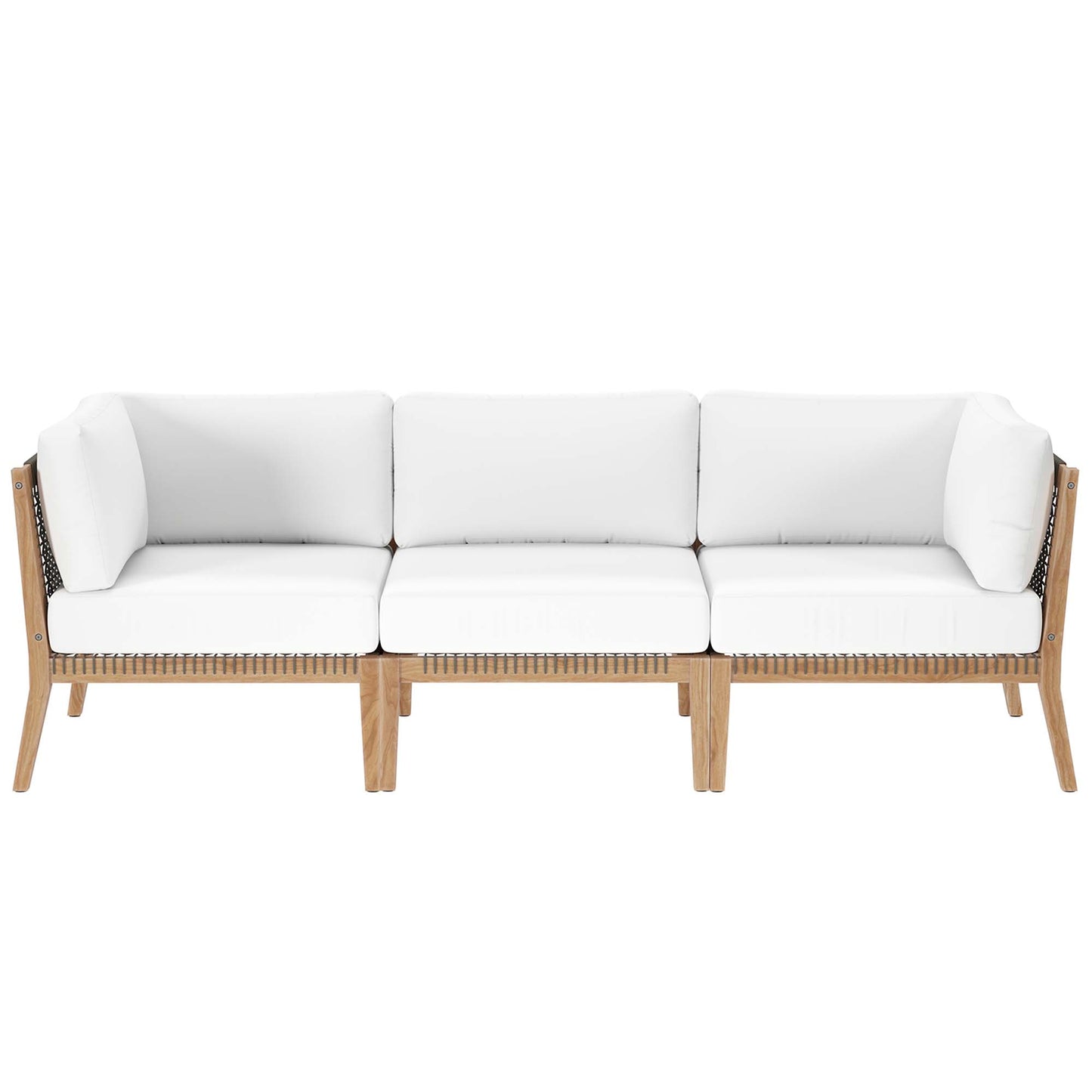 Modway - Clearwater Outdoor Patio Teak Wood Sofa by Modway  Outdoor Furniture Sofa Sectionals White - EEI-6120-GRY-WHI
