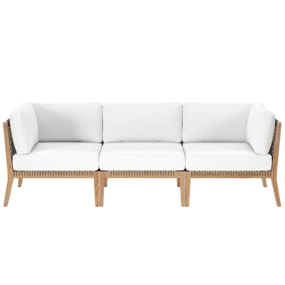 Modway - Clearwater Outdoor Patio Teak Wood Sofa by Modway  Outdoor Furniture Sofa Sectionals White - EEI-6120-GRY-WHI