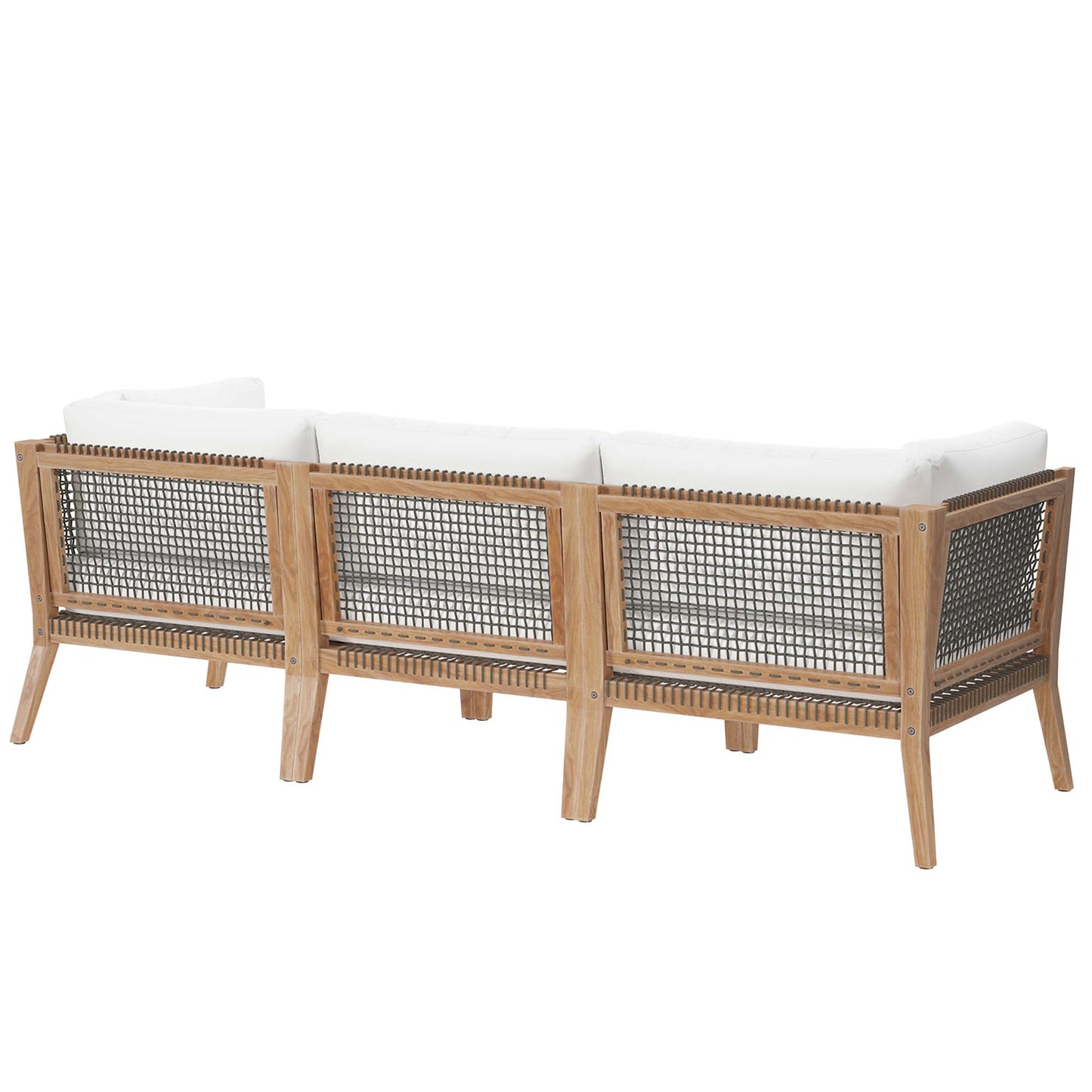 Modway - Clearwater Outdoor Patio Teak Wood Sofa by Modway  Outdoor Furniture Sofa Sectionals White - EEI-6120-GRY-WHI