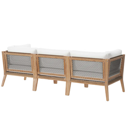 Modway - Clearwater Outdoor Patio Teak Wood Sofa by Modway  Outdoor Furniture Sofa Sectionals White - EEI-6120-GRY-WHI