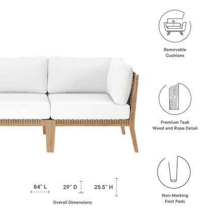 Modway - Clearwater Outdoor Patio Teak Wood Sofa by Modway  Outdoor Furniture Sofa Sectionals White - EEI-6120-GRY-WHI