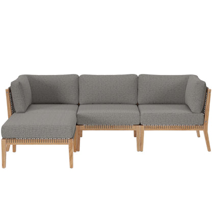 Modway - Clearwater 4-Piece Outdoor Patio Teak Wood Sectional Sofa by Modway  Outdoor Furniture Sofa Sectionals Gray - EEI-6121-GRY-GPH