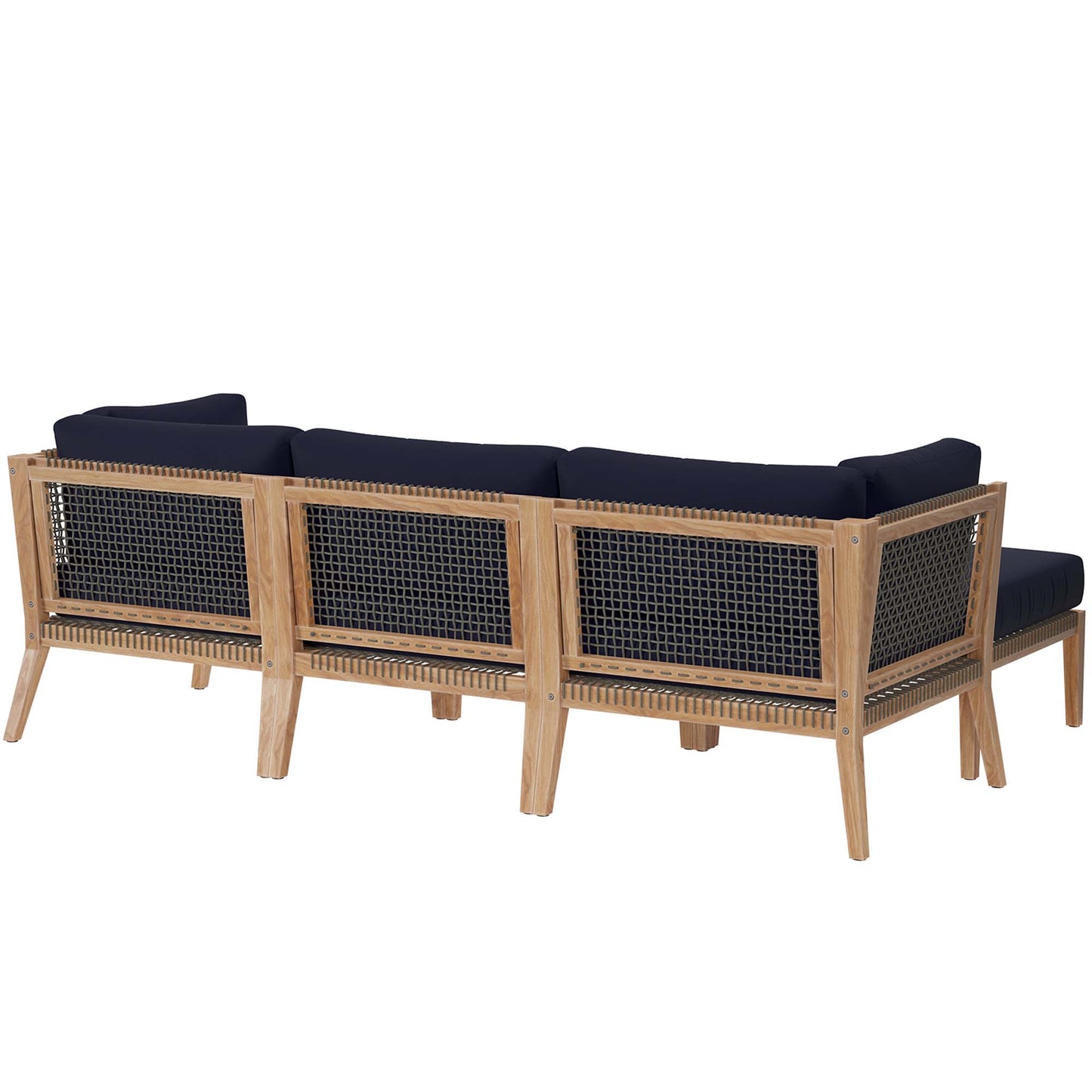 Modway - Clearwater 4-Piece Outdoor Patio Teak Wood Sectional Sofa by Modway  Outdoor Furniture Sofa Sectionals Blue - EEI-6121-GRY-NAV