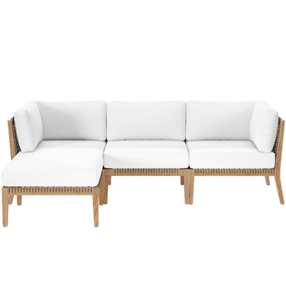 Modway - Clearwater 4-Piece Outdoor Patio Teak Wood Sectional Sofa by Modway  Outdoor Furniture Sofa Sectionals White - EEI-6121-GRY-WHI