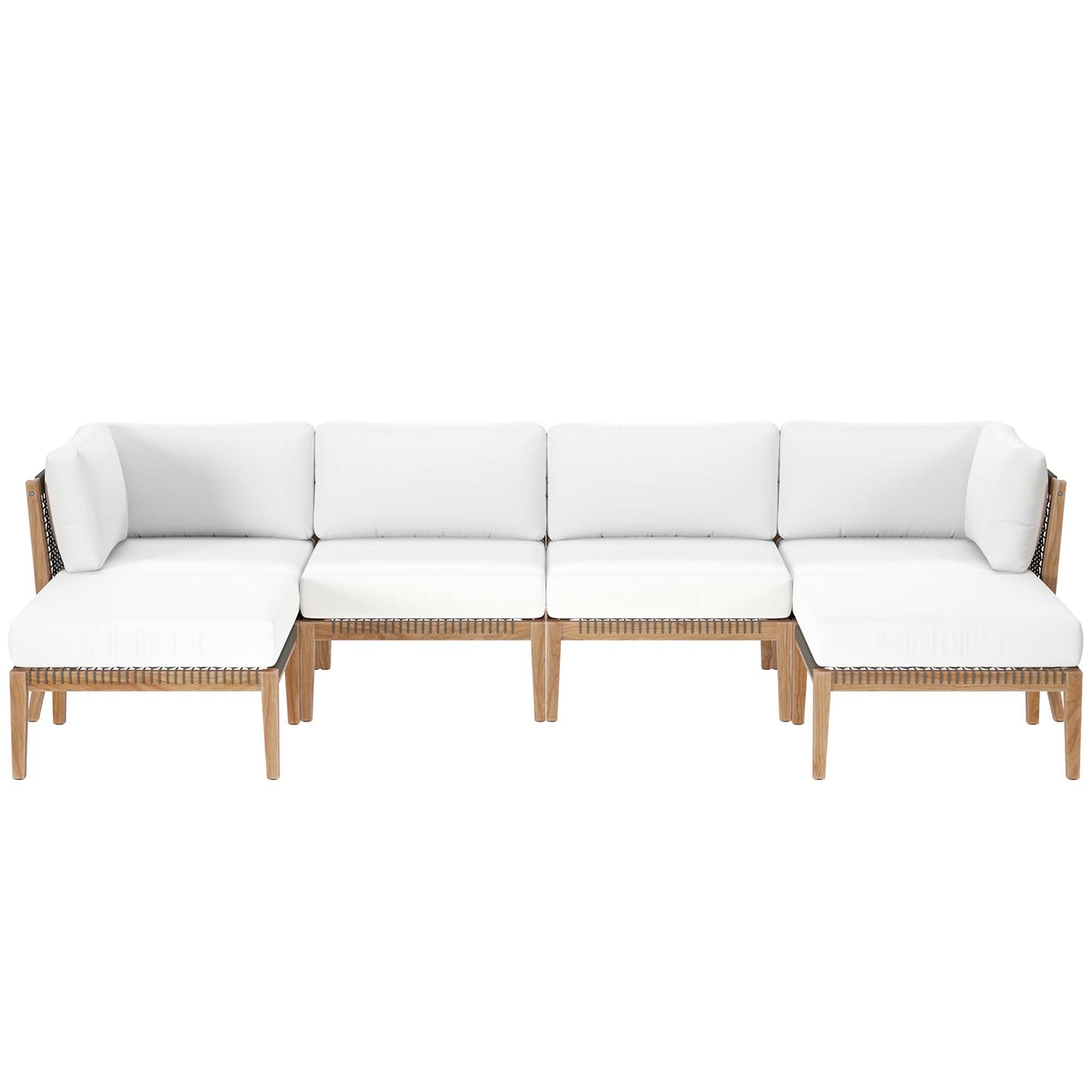 Modway - Clearwater 6-Piece Outdoor Patio Teak Wood Sectional Sofa by Modway  Outdoor Furniture Sofa Sectionals White - EEI-6122-GRY-WHI