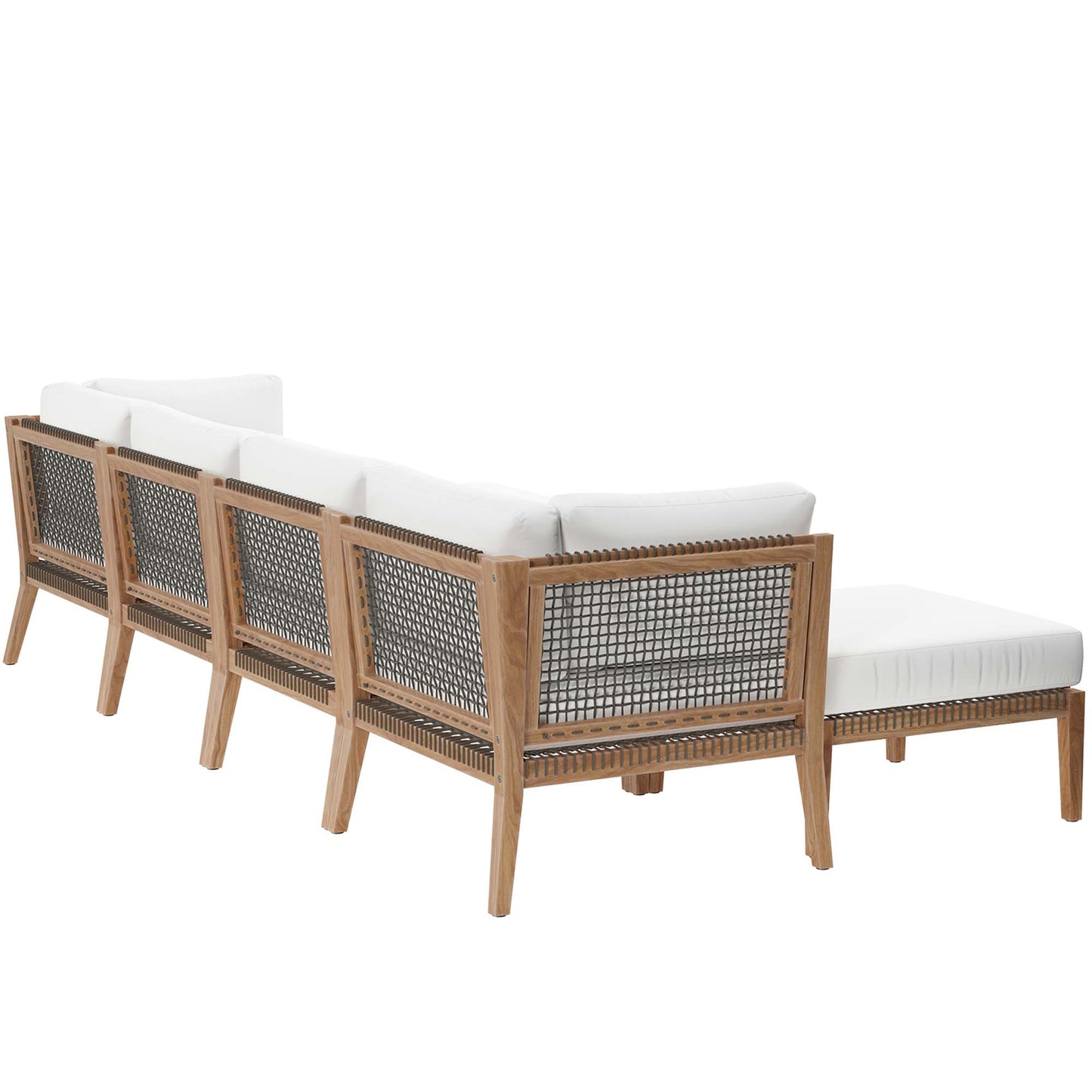 Modway - Clearwater 6-Piece Outdoor Patio Teak Wood Sectional Sofa by Modway  Outdoor Furniture Sofa Sectionals White - EEI-6122-GRY-WHI