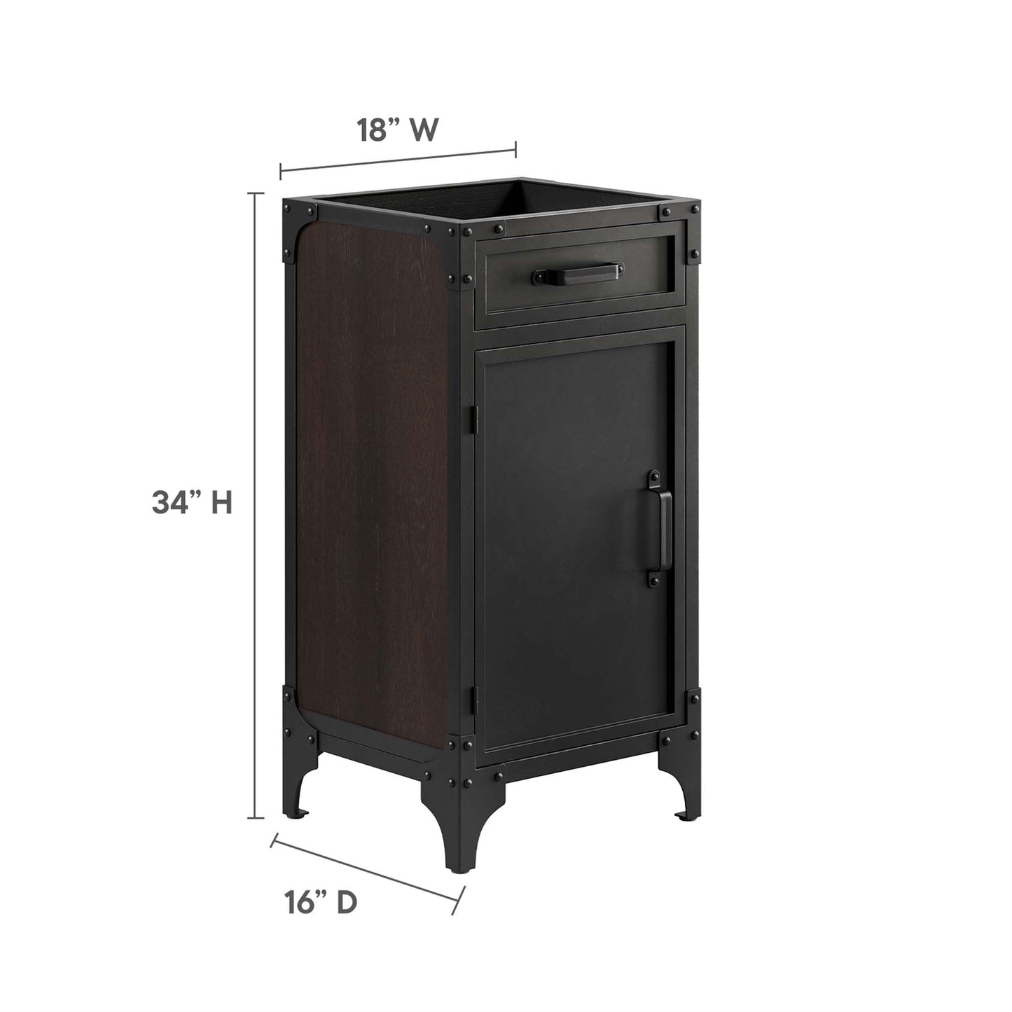 Modway - Steamforge 18" Bathroom Vanity Cabinet (Sink Basin Not Included) by Modway  Bathroom Vanities Brown - EEI-6126-BLK-WAL