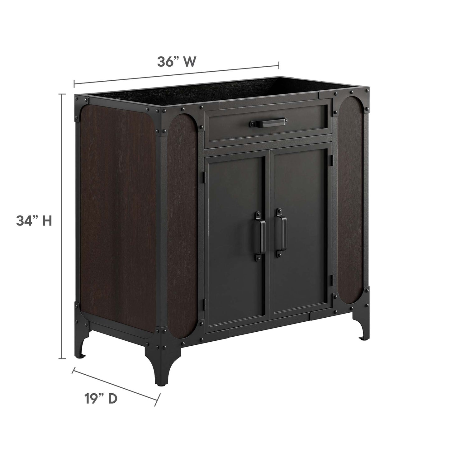 Modway - Steamforge 36" Bathroom Vanity Cabinet (Sink Basin Not Included) by Modway  Bathroom Vanities Brown - EEI-6129-BLK-WAL