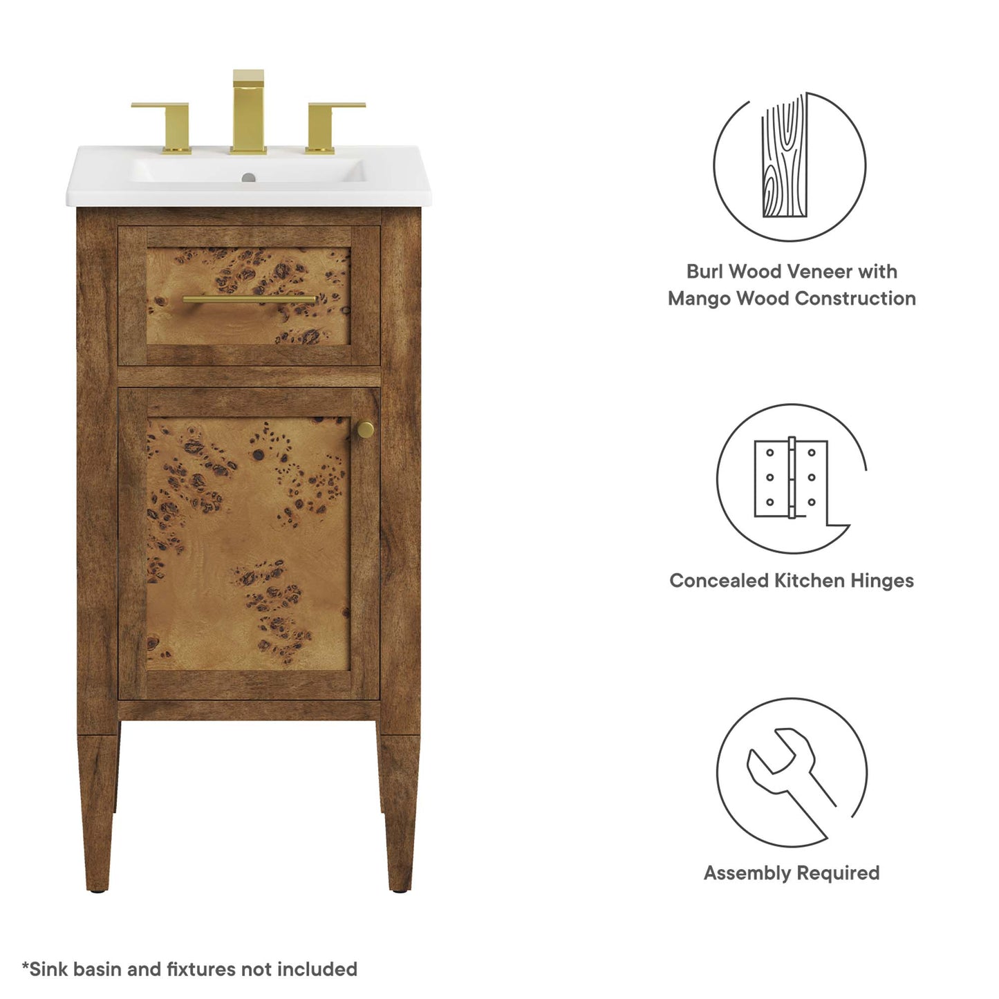 Modway - Elysian 18" Wood Bathroom Vanity Cabinet (Sink Basin Not Included) by Modway  Bathroom Vanities Brown - EEI-6136-BRN