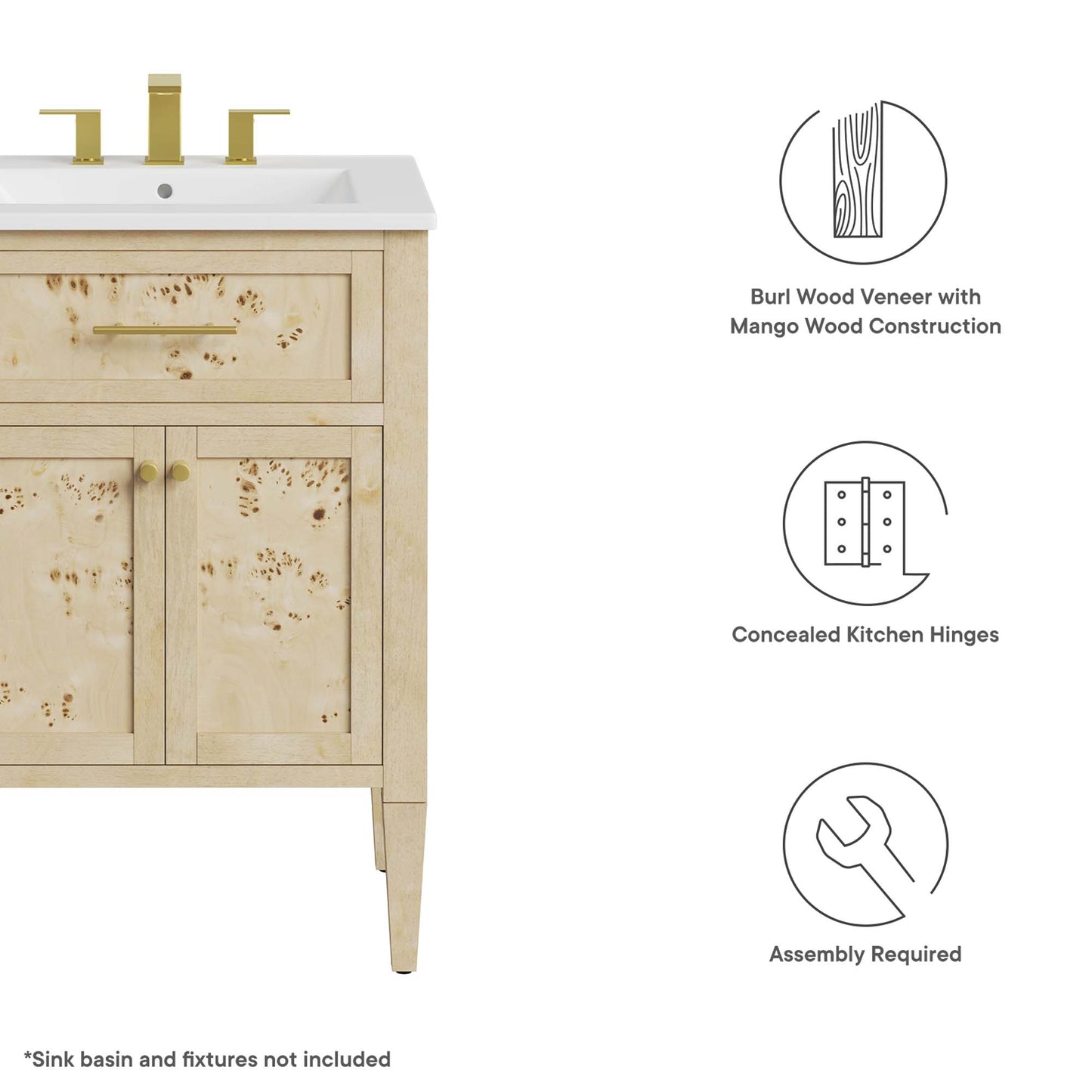 Modway - Elysian 24" Wood Bathroom Vanity Cabinet (Sink Basin Not Included) by Modway  Bathroom Vanities Red - EEI-6137-BUR