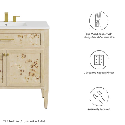 Modway Outlet Elysian 36" Wood Bathroom Vanity Cabinet (Sink Basin Not Included) by Modway  Bathroom Furniture Burgundy - EEI-6139-BUR