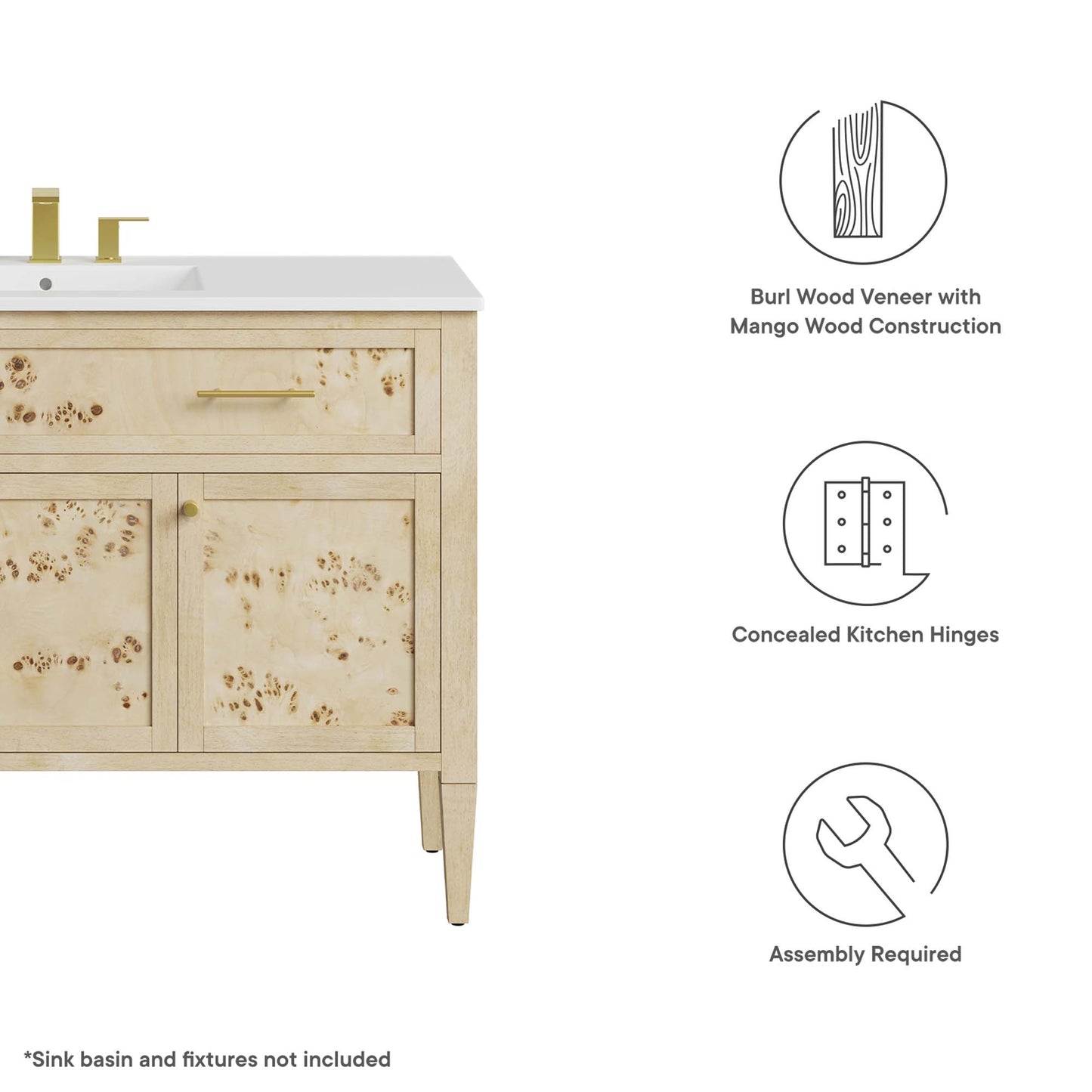 Modway - Elysian 48" Wood Bathroom Vanity Cabinet (Sink Basin Not Included) by Modway  Bathroom Vanities Red - EEI-6140-BUR