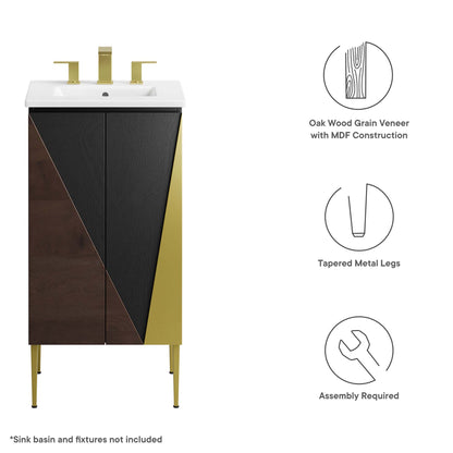 Modway Outlet Alchemist 18" Bathroom Vanity Cabinet (Sink Basin Not Included) by Modway  Bathroom Furniture Black Gold - EEI-6141-BLK-GLD