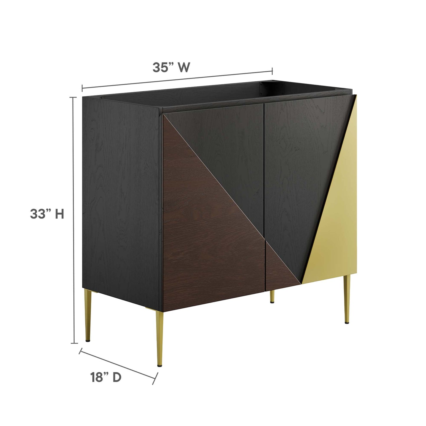 Modway Outlet Alchemist 36" Bathroom Vanity Cabinet (Sink Basin Not Included) by Modway  Bathroom Furniture Black Gold - EEI-6144-BLK-GLD