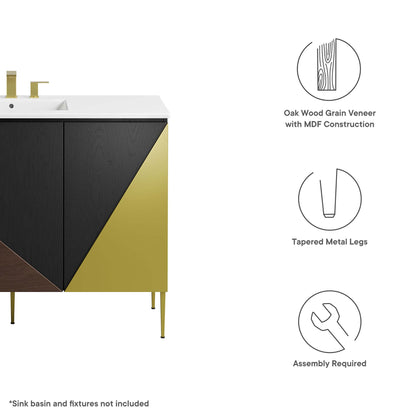 Modway Outlet Alchemist 48" Bathroom Vanity Cabinet (Sink Basin Not Included) by Modway  Bathroom Furniture Black Gold - EEI-6145-BLK-GLD