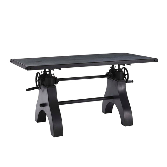 Modway Outlet Genuine 60" Crank Adjustable Height Dining Table and Computer Desk by Modway  Bar and Dining Furniture Black Black - EEI-6148-BLK-BLK