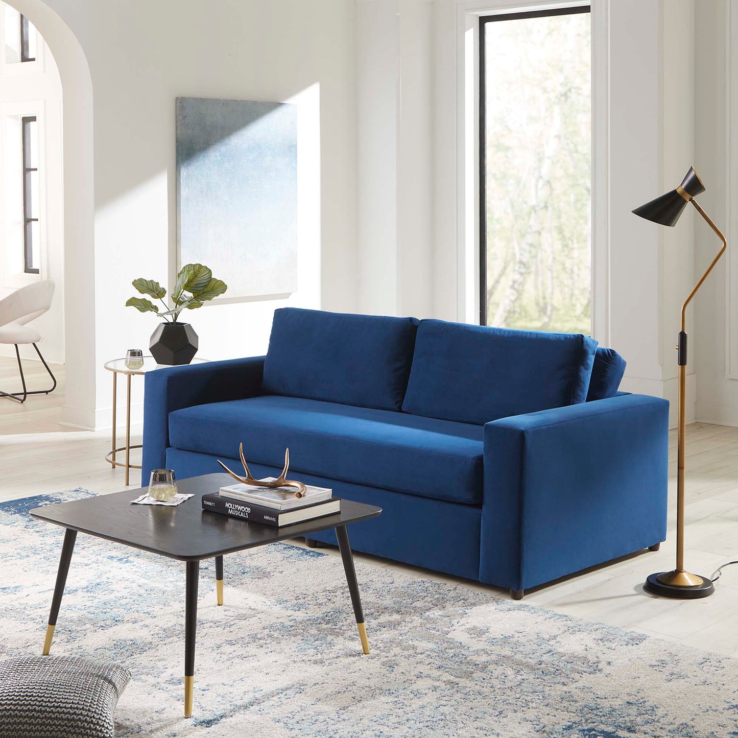 Modway Outlet Avendale Velvet Sofa by Modway  Living Room Furniture Deep Navy - EEI-6185-DNA