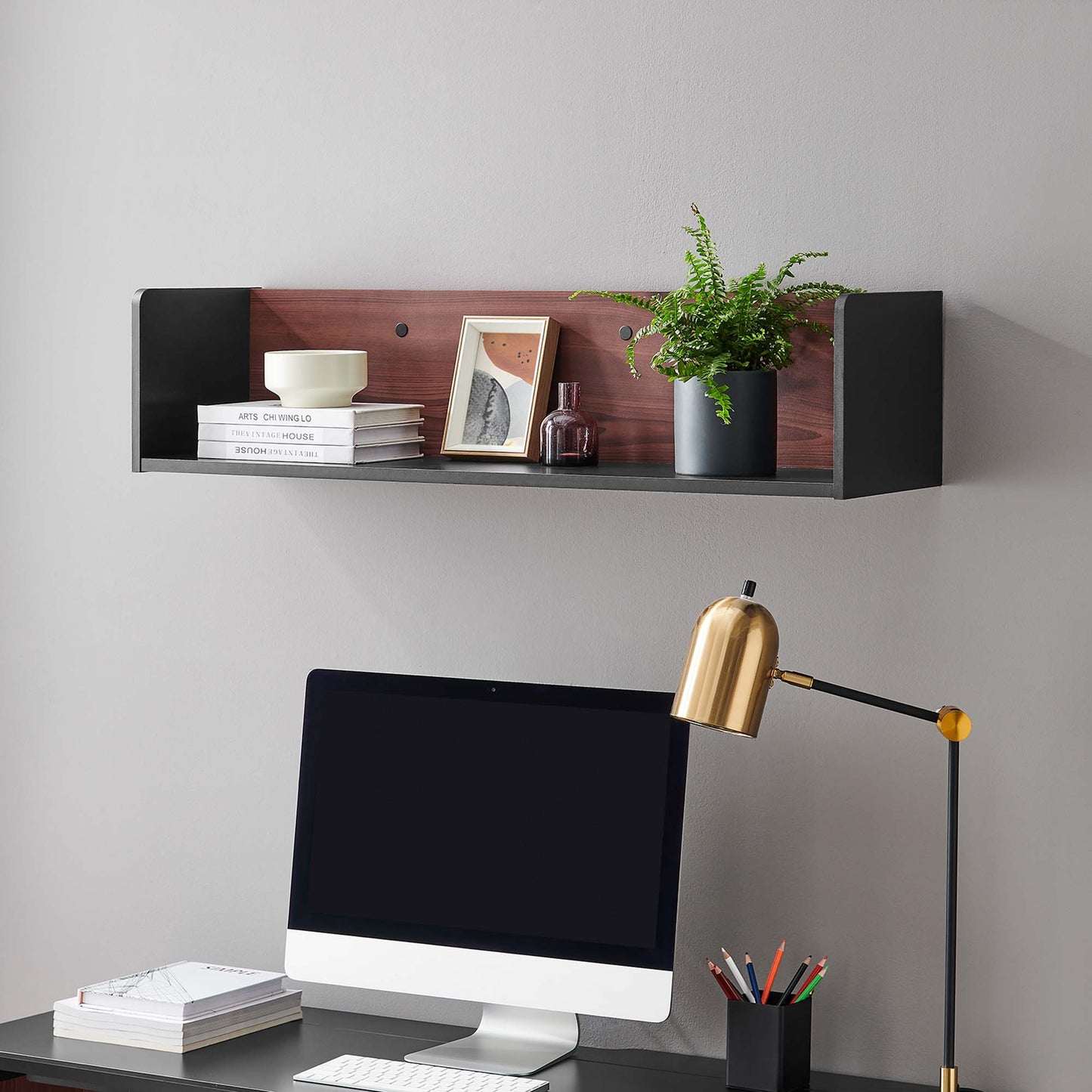 Modway Outlet Kinetic Wall-Mount Shelf by Modway  Office Furniture Furniture Black Cherry - EEI-6208-BLK-CHE