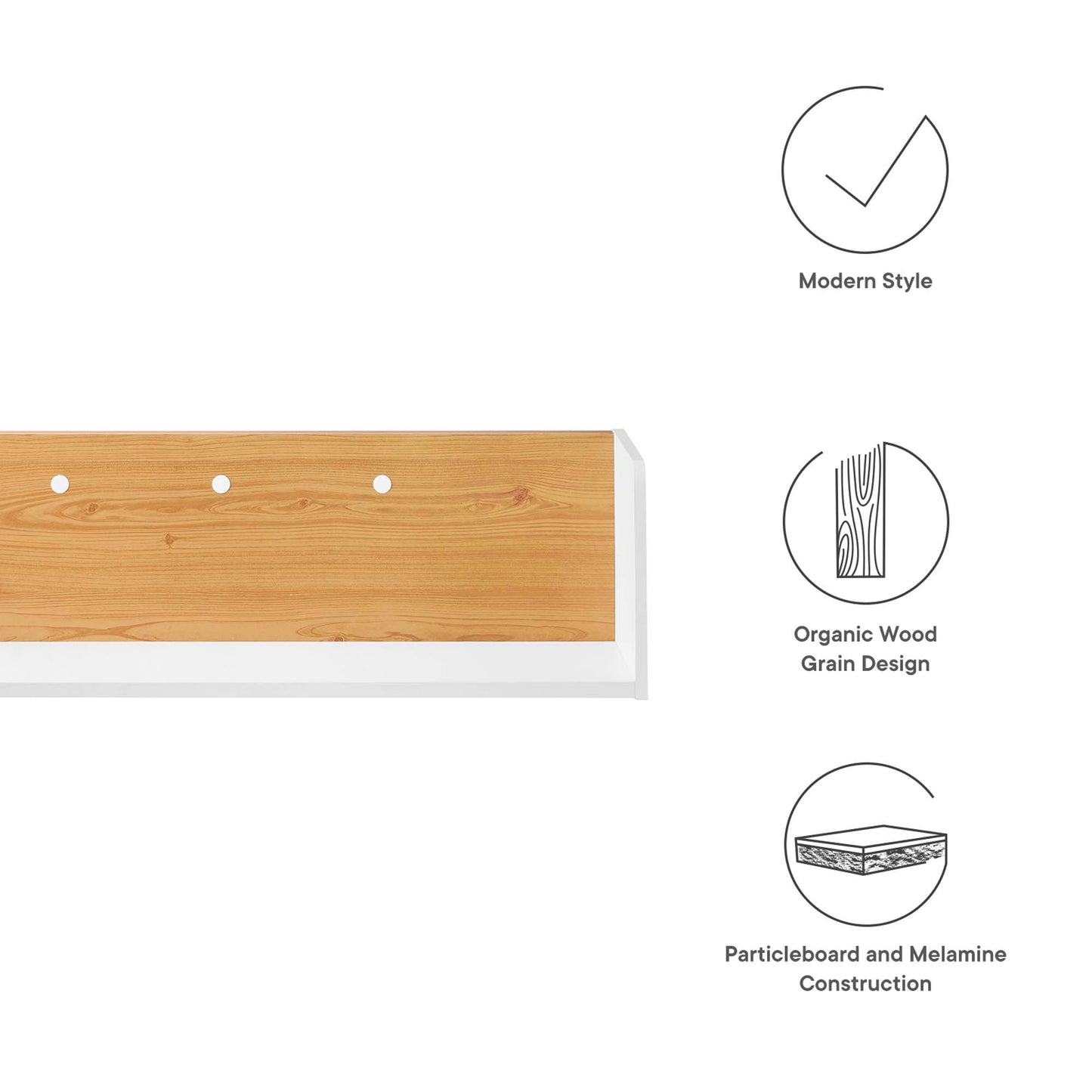 Modway Outlet Kinetic Wall-Mount Shelf by Modway  Office Furniture Furniture White Natural - EEI-6208-WHI-NAT