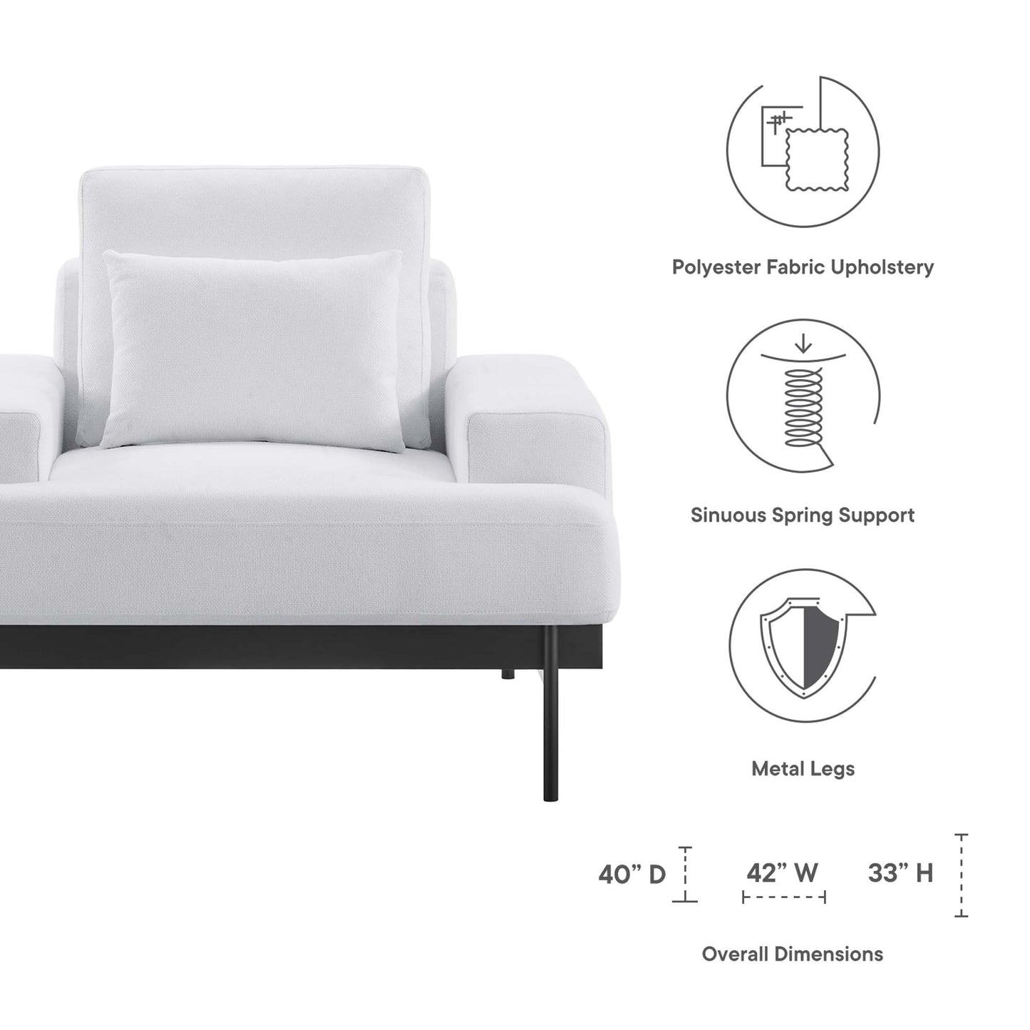 Modway Outlet Proximity Upholstered Fabric Armchair by Modway  Living Room Furniture White - EEI-6216-WHI