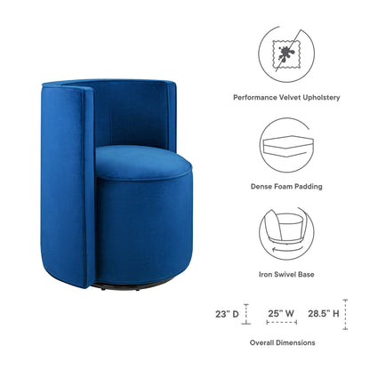 Modway - Della Performance Velvet Fabric Swivel Chair by Modway  Living Room Sofas and Armchairs Blue - EEI-6222-NAV