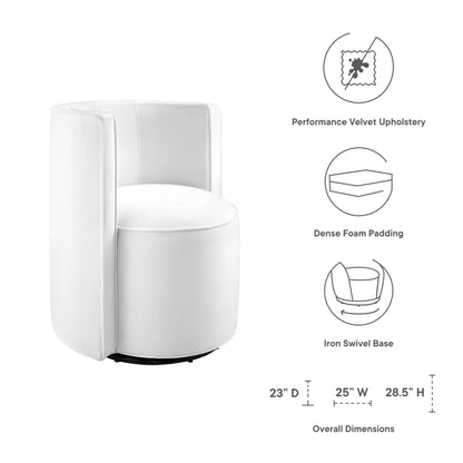Modway - Della Performance Velvet Fabric Swivel Chair by Modway  Living Room Sofas and Armchairs White - EEI-6222-WHI