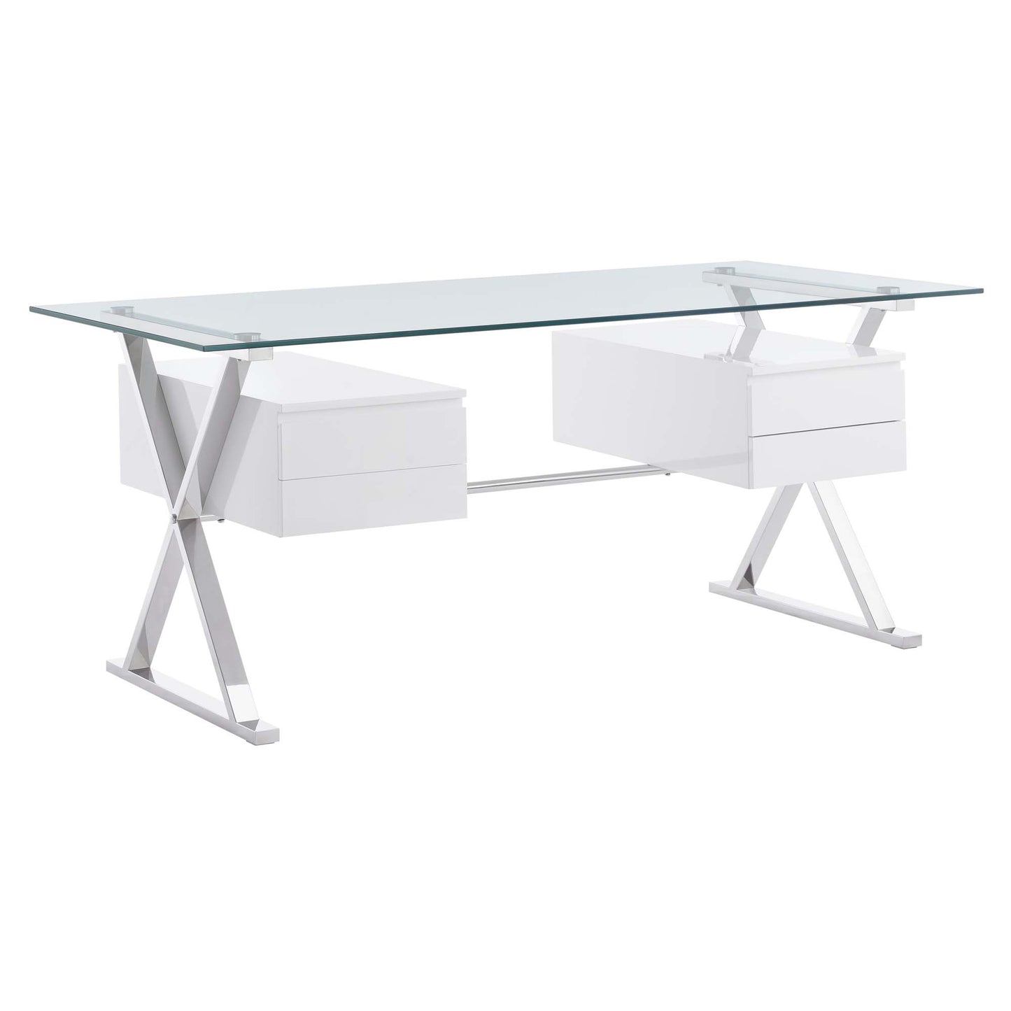 Modway - Sector 71" Glass Top Glass Office Desk by Modway  Office Furniture Computer Desks White - EEI-6226-WHI