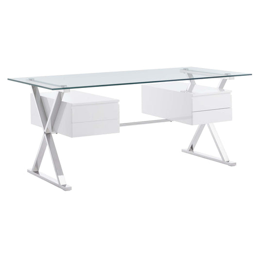 Modway - Sector 71" Glass Top Glass Office Desk by Modway  Office Furniture Computer Desks White - EEI-6226-WHI