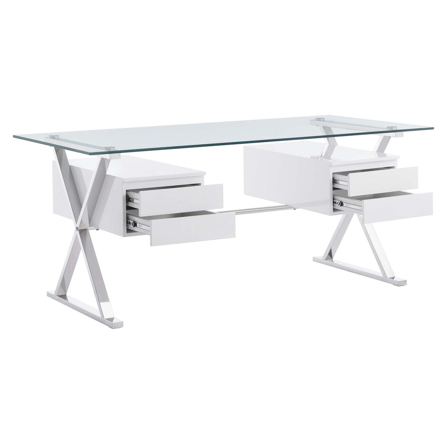 Modway - Sector 71" Glass Top Glass Office Desk by Modway  Office Furniture Computer Desks White - EEI-6226-WHI
