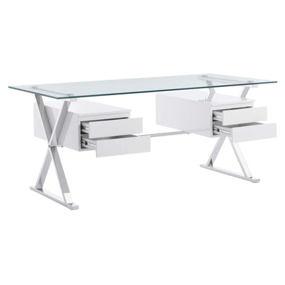 Modway - Sector 71" Glass Top Glass Office Desk by Modway  Office Furniture Computer Desks White - EEI-6226-WHI