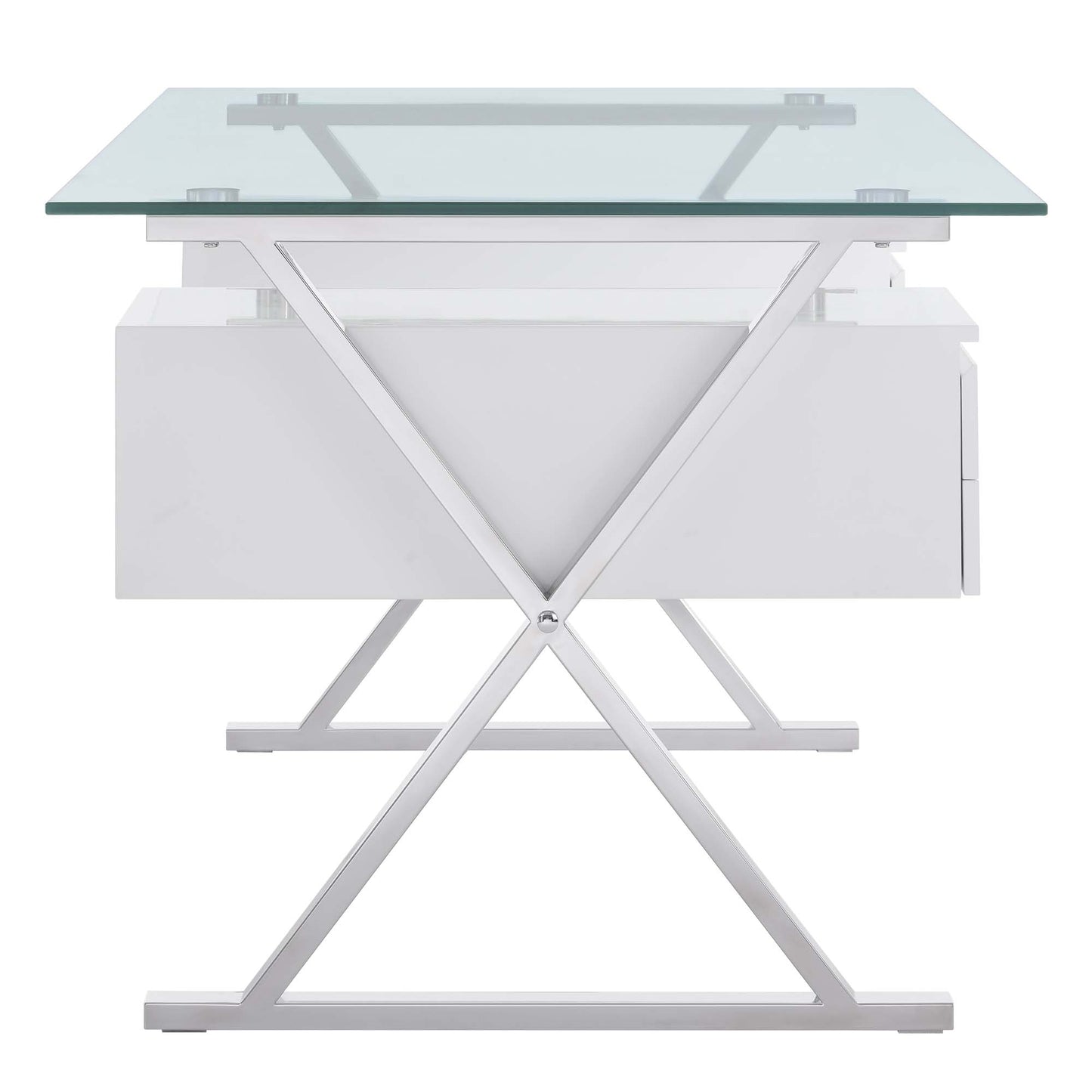 Modway - Sector 71" Glass Top Glass Office Desk by Modway  Office Furniture Computer Desks White - EEI-6226-WHI