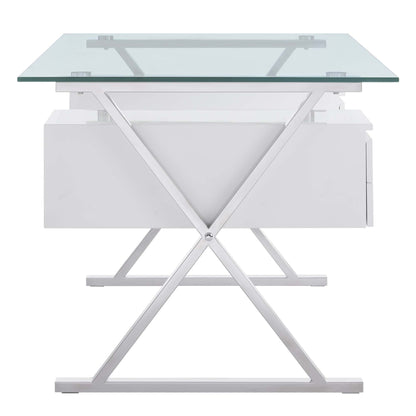Modway - Sector 71" Glass Top Glass Office Desk by Modway  Office Furniture Computer Desks White - EEI-6226-WHI