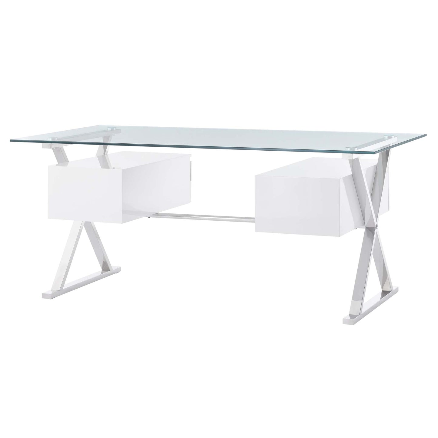 Modway - Sector 71" Glass Top Glass Office Desk by Modway  Office Furniture Computer Desks White - EEI-6226-WHI