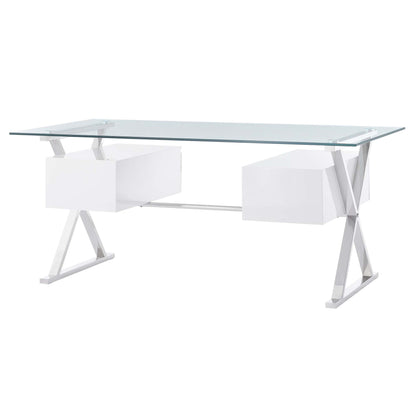 Modway - Sector 71" Glass Top Glass Office Desk by Modway  Office Furniture Computer Desks White - EEI-6226-WHI