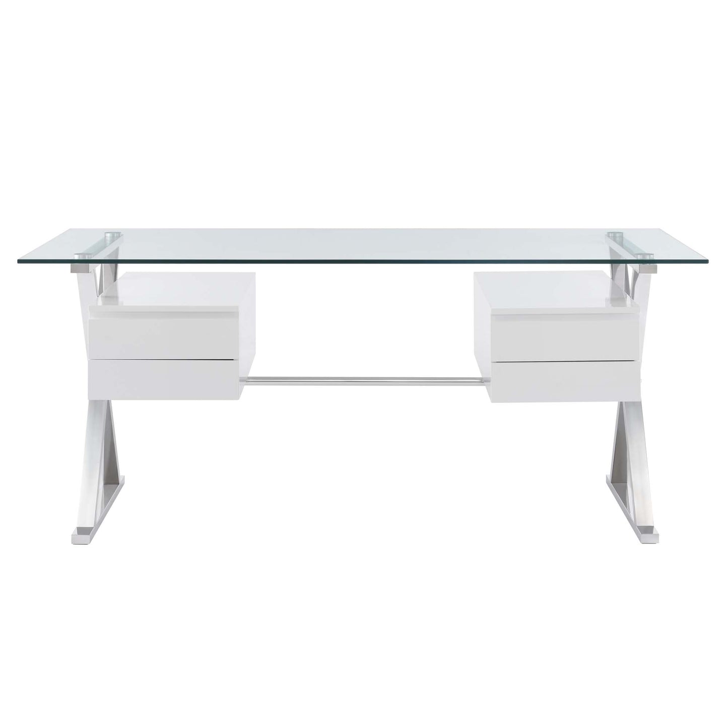 Modway - Sector 71" Glass Top Glass Office Desk by Modway  Office Furniture Computer Desks White - EEI-6226-WHI