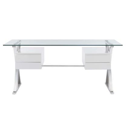 Modway - Sector 71" Glass Top Glass Office Desk by Modway  Office Furniture Computer Desks White - EEI-6226-WHI