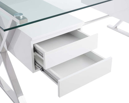 Modway - Sector 71" Glass Top Glass Office Desk by Modway  Office Furniture Computer Desks White - EEI-6226-WHI