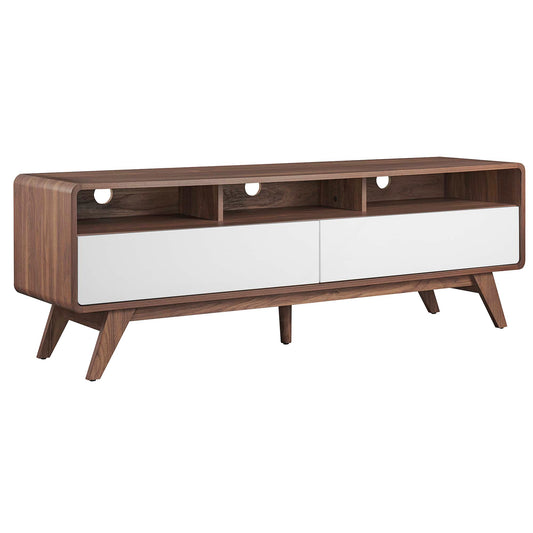 Modway Outlet Transmit 60" TV Stand by Modway  Living Room Furniture Walnut White - EEI-6231-WAL-WHI