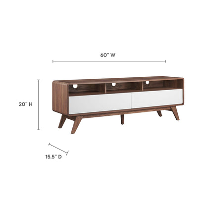 Modway Outlet Transmit 60" TV Stand by Modway  Living Room Furniture Walnut White - EEI-6231-WAL-WHI