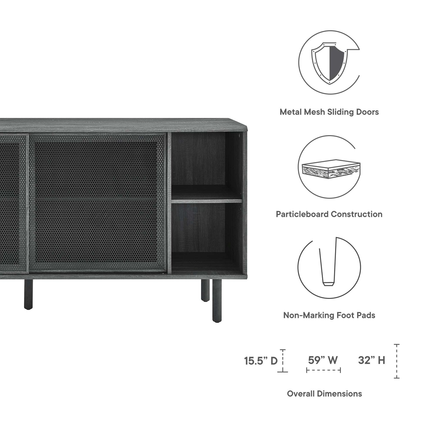 Modway - Kurtis 59" Sideboard by Modway  Living Room Decor Black - EEI-6235-CHA