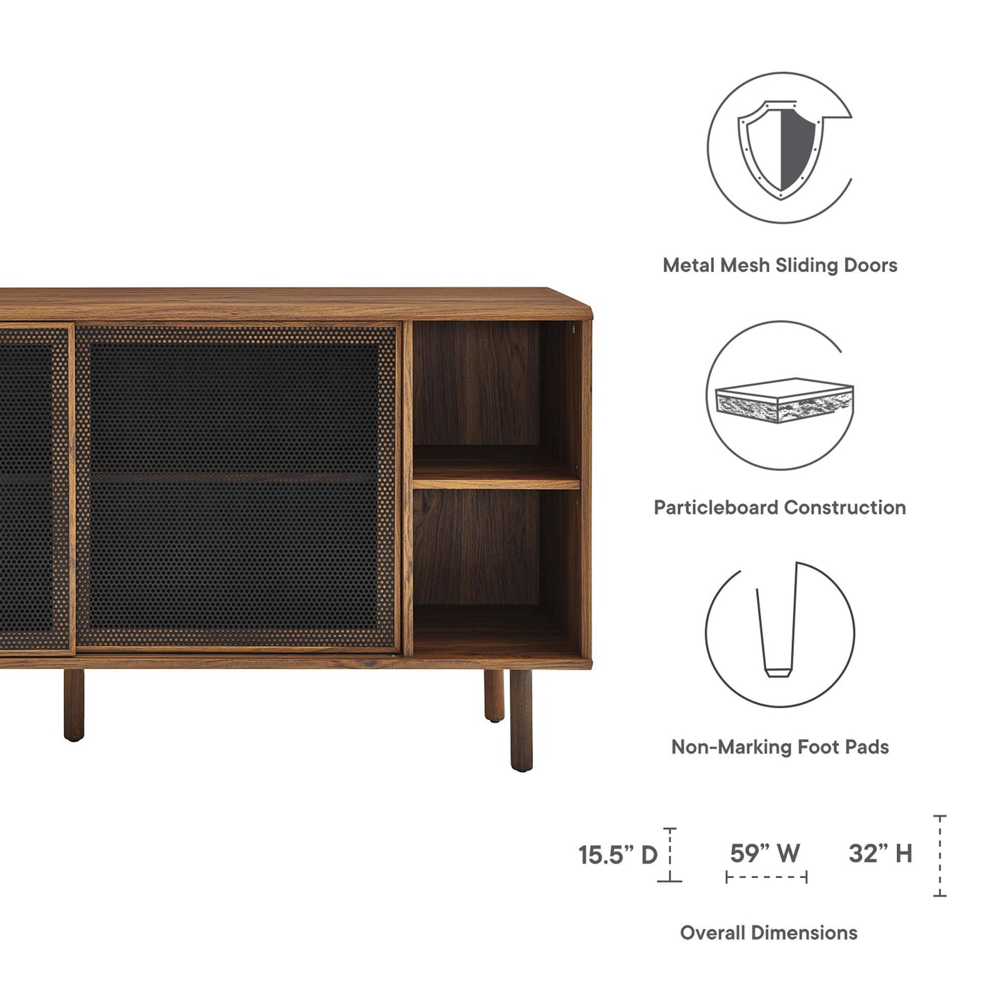 Modway - Kurtis 59" Sideboard by Modway  Living Room Decor Brown - EEI-6235-WAL
