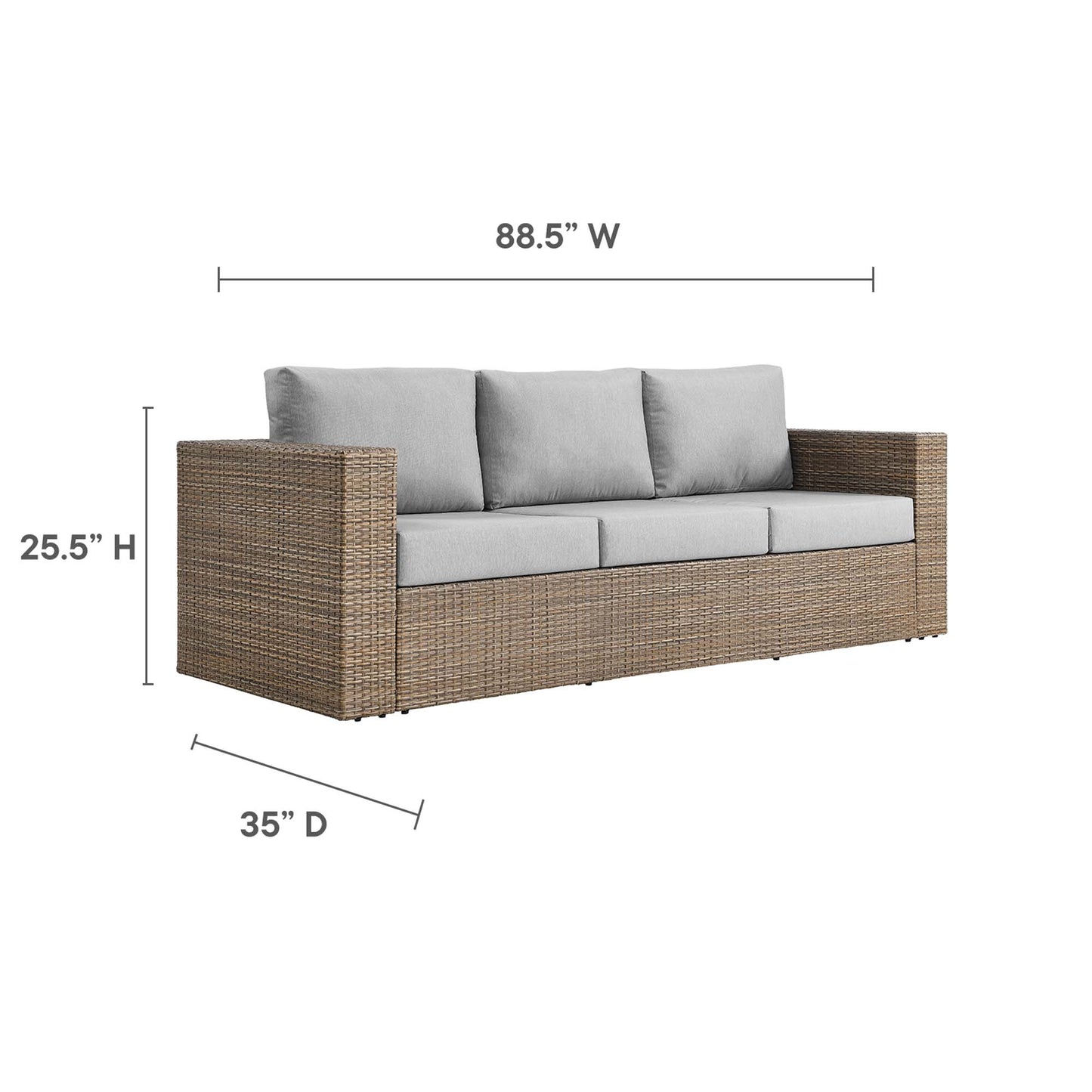 Modway - Convene Outdoor Patio Sofa by Modway  Outdoor Furniture Sofa Sectionals Gray - EEI-6245-CAP-GRY